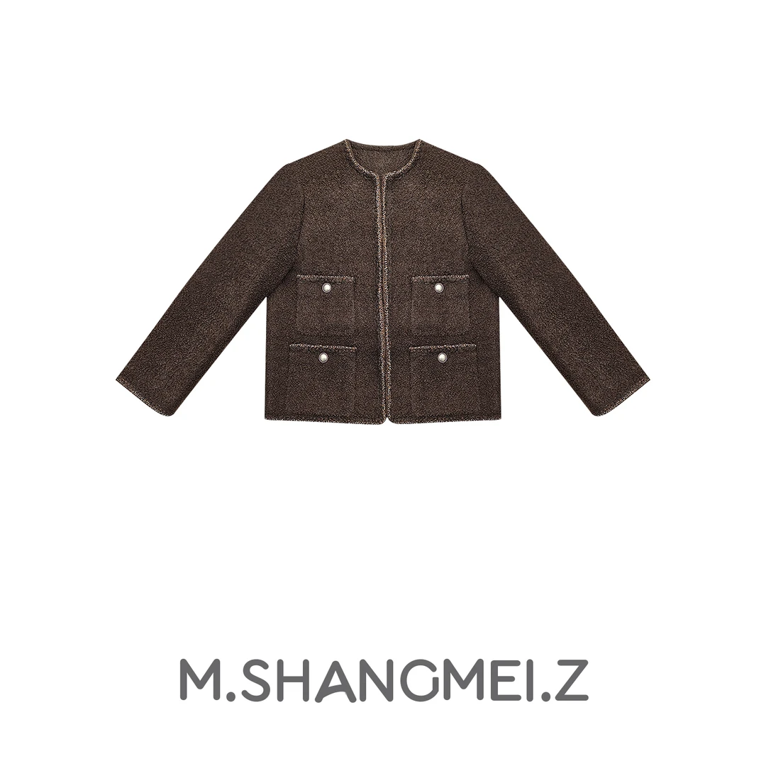 M.SHANGMEI.Z/沐熙美大哥推荐羊毛羊驼毛轻奢小香风女外套x020121