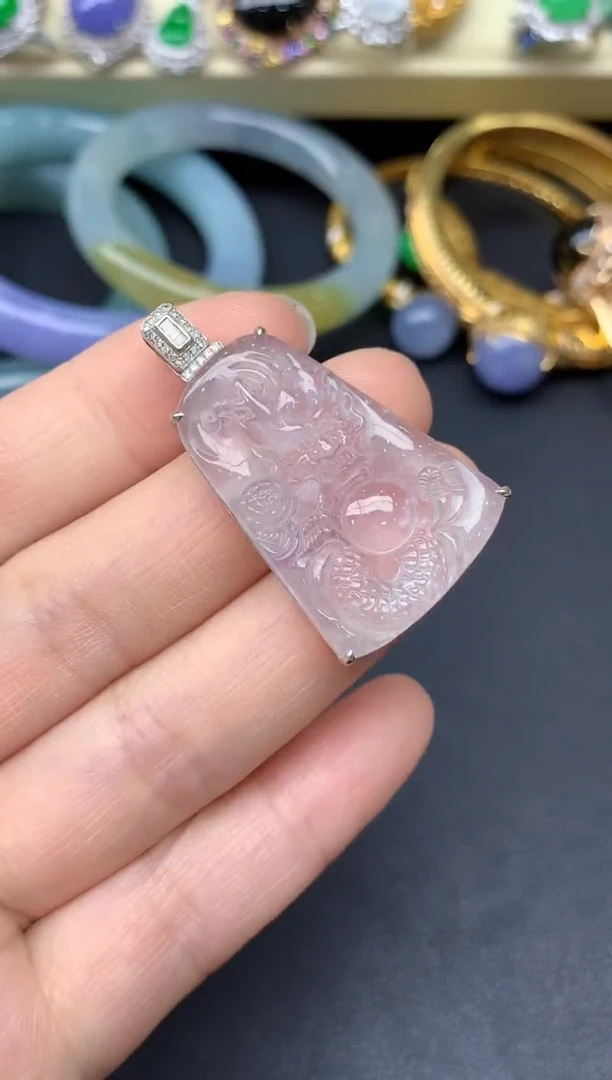 颈饰18K金镶嵌翡翠309-雪姐翡翠天天见