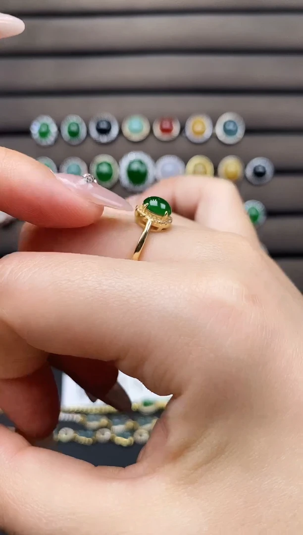 银S925镶嵌戒指翡翠111