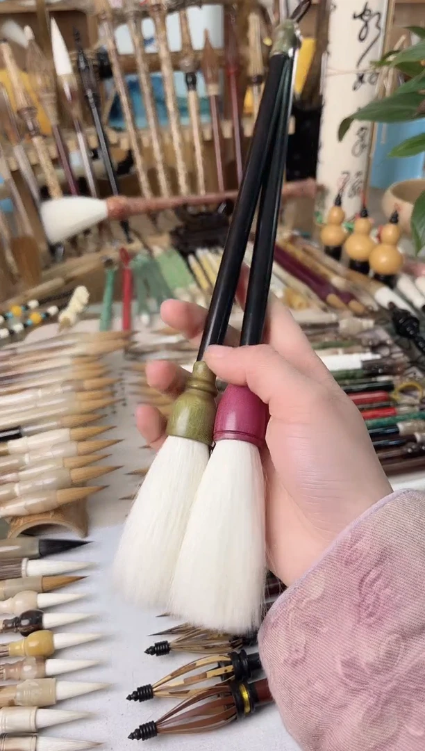 漱*【清水试笔，拒绝蘸墨】墨琳笔庄毛笔2支羊毫提斗