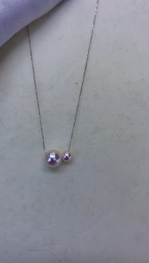 18K金镶嵌DA海水珍珠 X145 双珠套链5-9MM