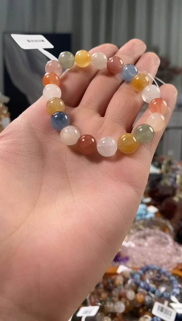 未镶嵌手链水晶彩兔毛