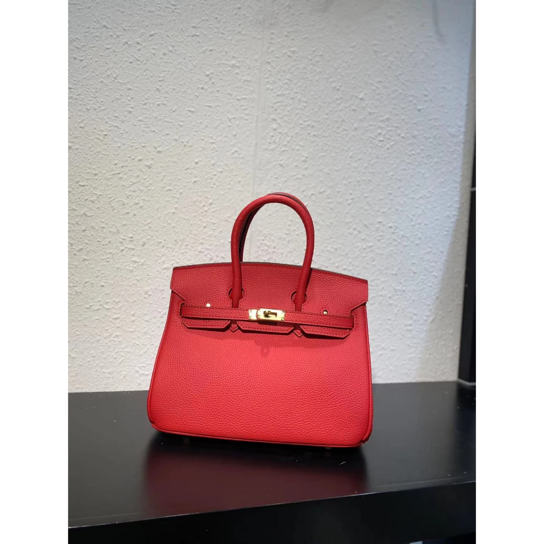 『Rain.Cun』大马中古经典铂25尺寸头层Togo皮女包XKY-6802大红