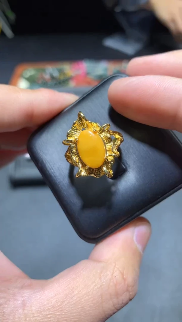 【闪购商品】琥珀戒指未镶嵌P76【多样性发其一】