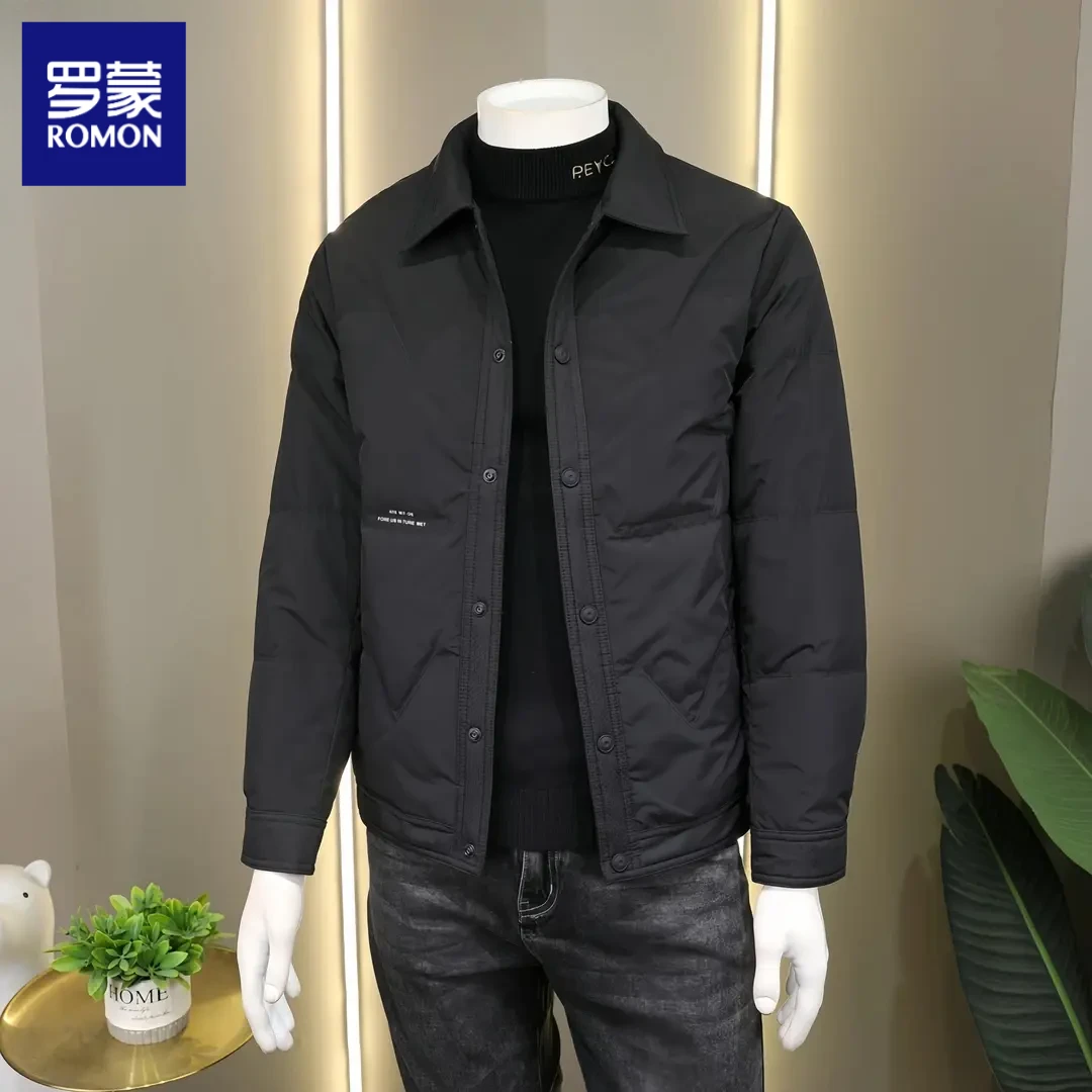 罗蒙羽绒服男士冬季新款夹克翻领商务休闲百搭加厚冬装保暖外套