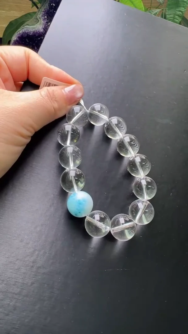 【闪购商品】水晶手串未镶嵌白水晶海洋之心手串16m+ Z24427