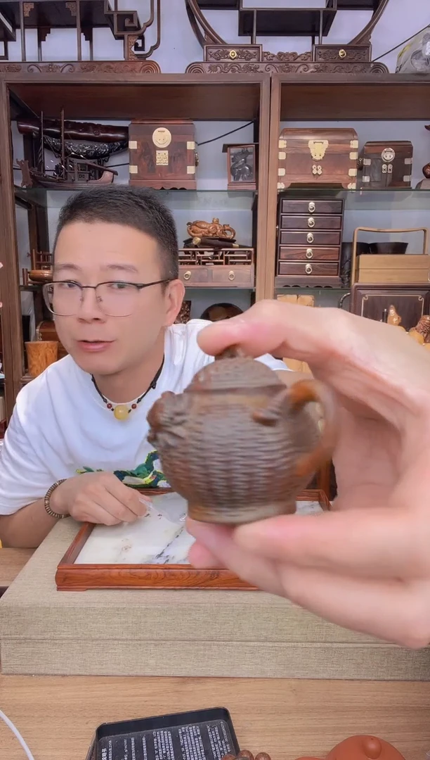 乌木类书架623黄杨做旧蟹篓把把壶