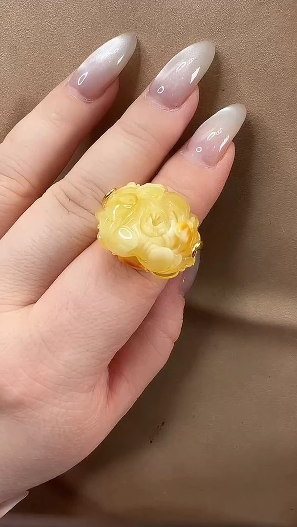 琥珀颈饰未镶嵌戒指