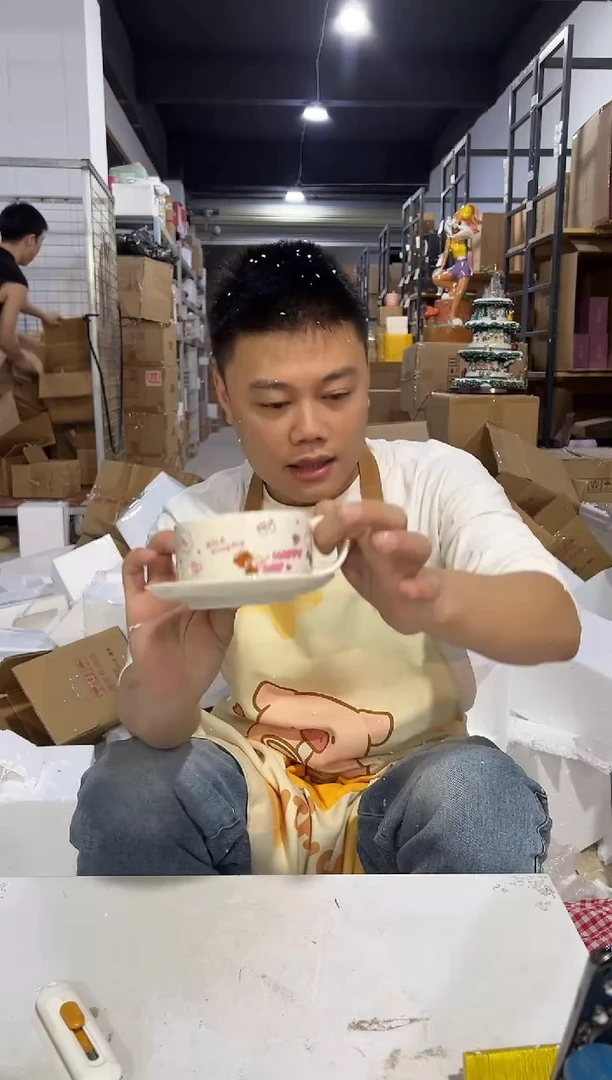 瓷片白色kt猫一杯一碟