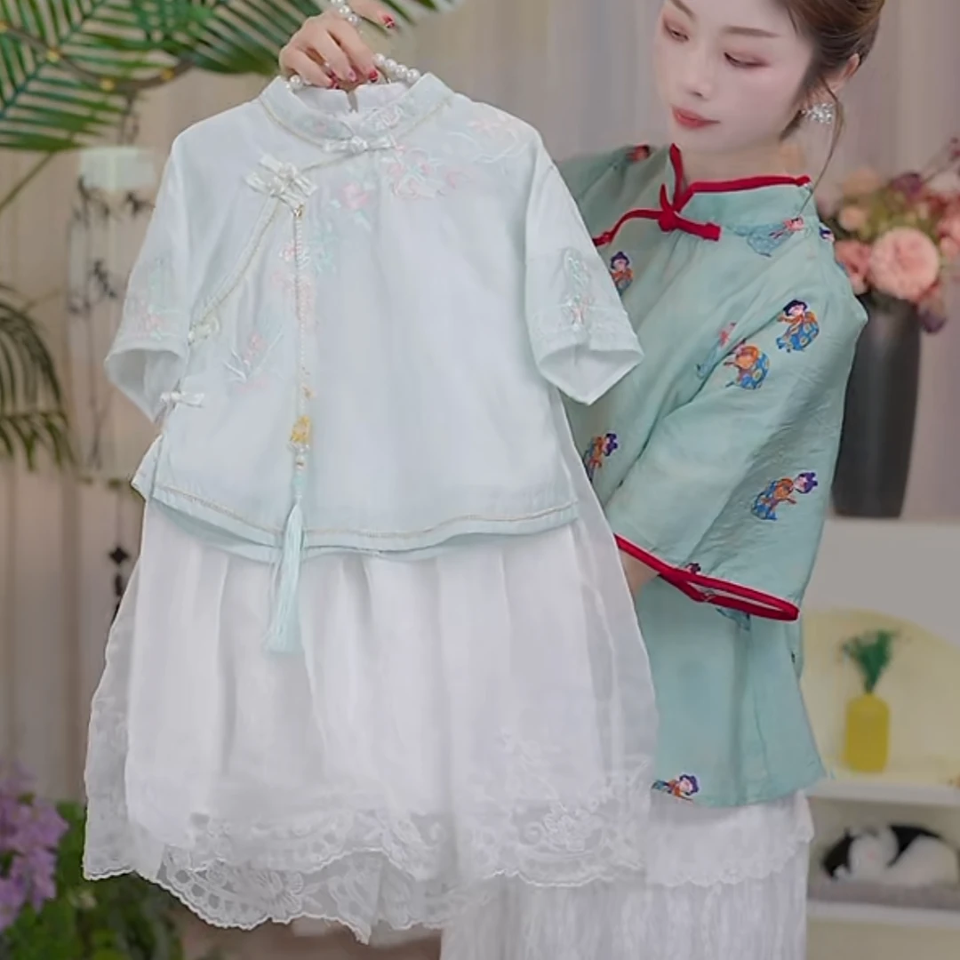 女童夏装连衣裙2025新款儿童国风洋气汉服裙大童夏季新中式公主裙