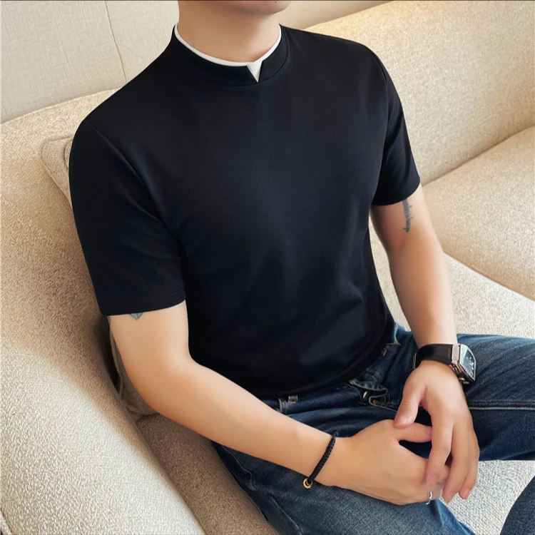 短袖T恤男士夏季新款圆领修身时尚休闲半袖高级感痞帅网红打底衫