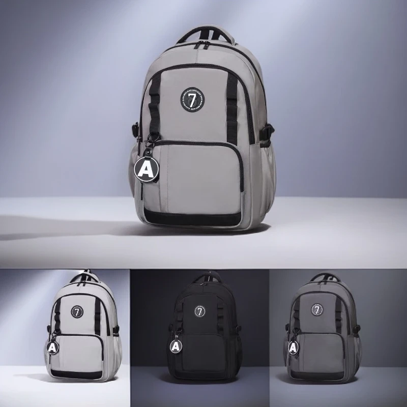 8988白色拉链初中生日韩黑色多功能基本双肩背洋气时髦牛仔裤