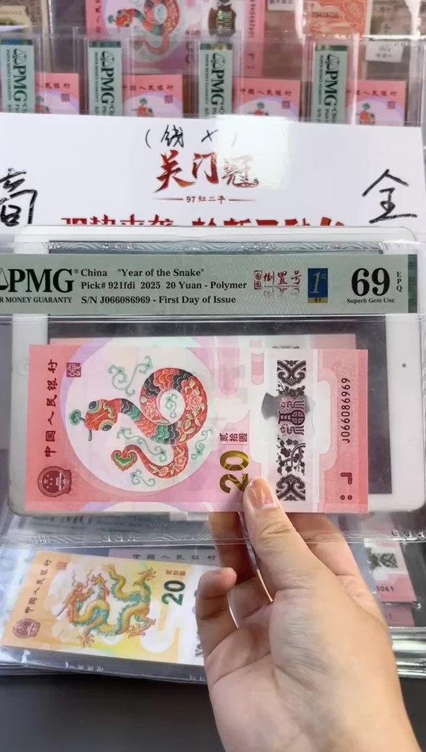 塑料蛇钞圆圆号PMG69分尾969