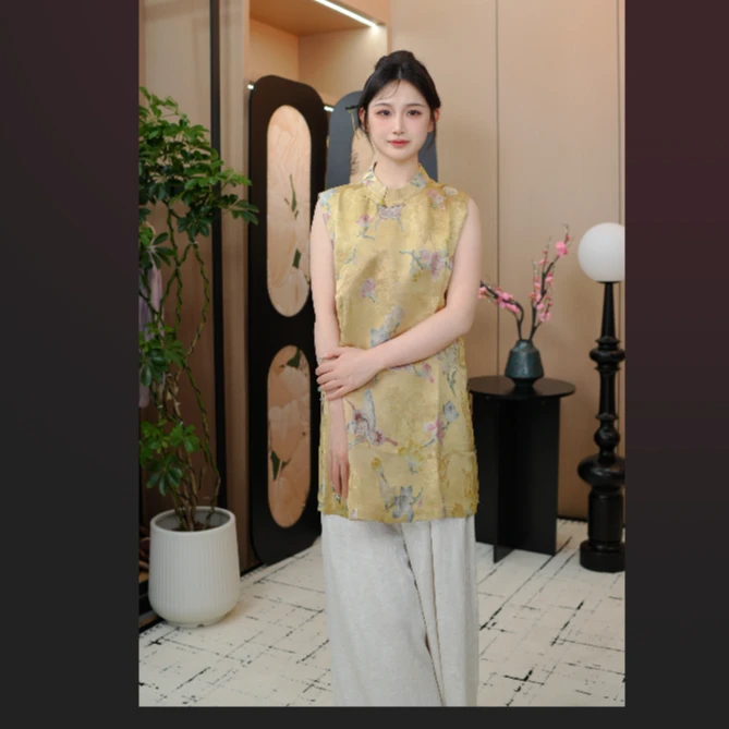 【云熙-蝶飞舞】【现货】2025新款 国风中长款 无袖坎肩女奥黛