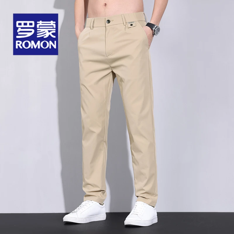 罗蒙男士裤子男款春夏季2025新款直筒宽松男裤商务休闲长裤男