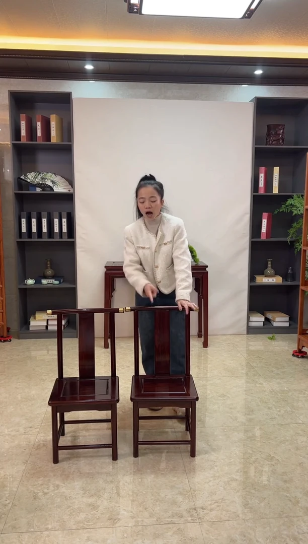 黑酸枝木类端景台南美黑酸枝小靠背椅1对