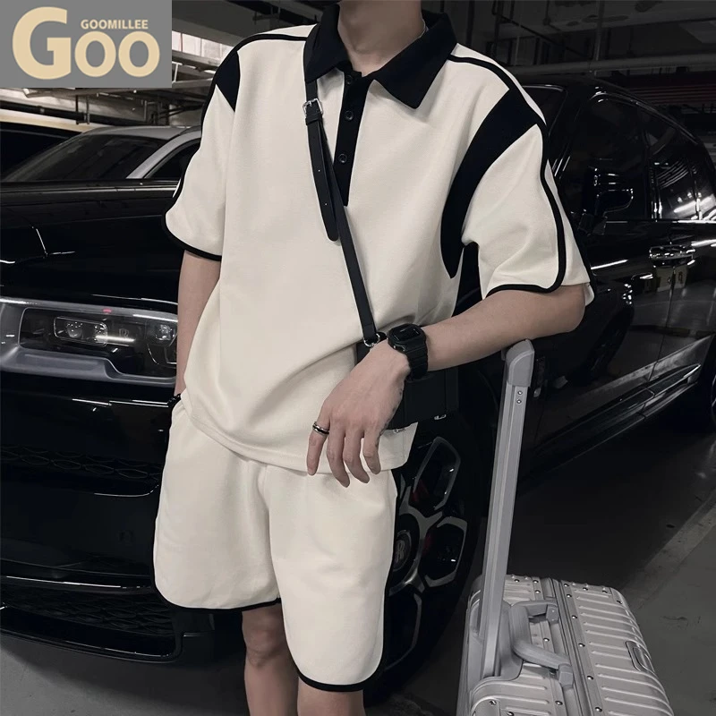 高级感休闲运动套装男士夏季薄款时尚帅气Polo衫短袖短裤两件套潮