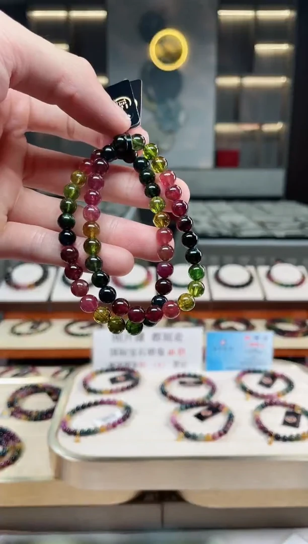 未镶嵌冰透体老矿碧玺彩虹单圈手串6mm+碧玺多样性发一条xion