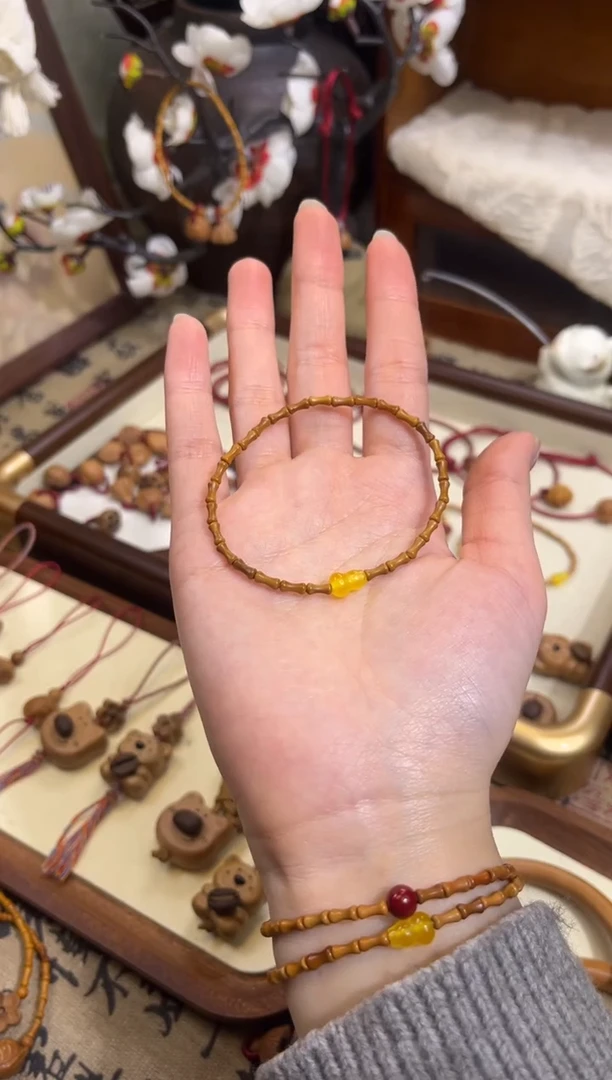 手串桃核【桃缘行】竹节「黄色葫芦」桃木桃核辟、挡、驱、护 备注手围