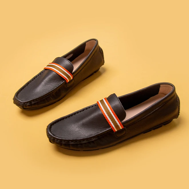 缝制粒面皮风韩式薄款豆豆鞋乐福鞋潮流休闲鞋一脚蹬男士软底