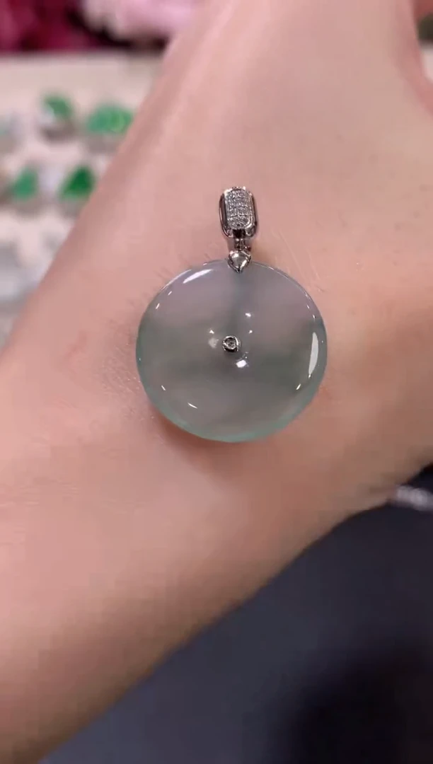 吊坠(不含链)18K金镶嵌翡翠b5