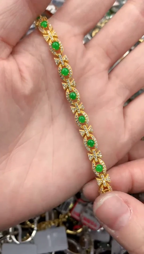 银S925镶嵌戒指翡翠666            5