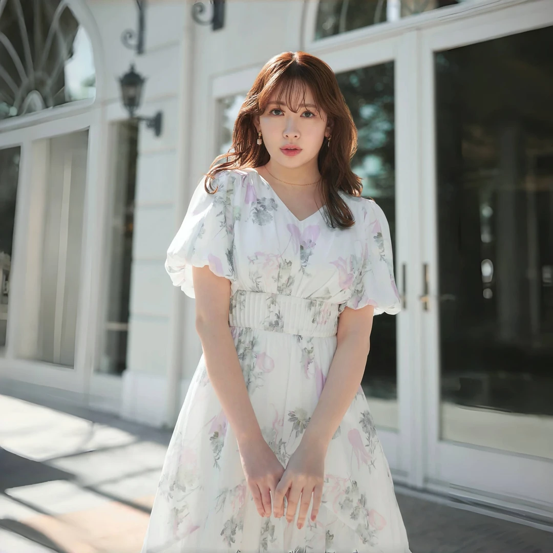 Her lip to春日花束缎面连衣裙【日本直邮不退换】优雅碎花日系春夏