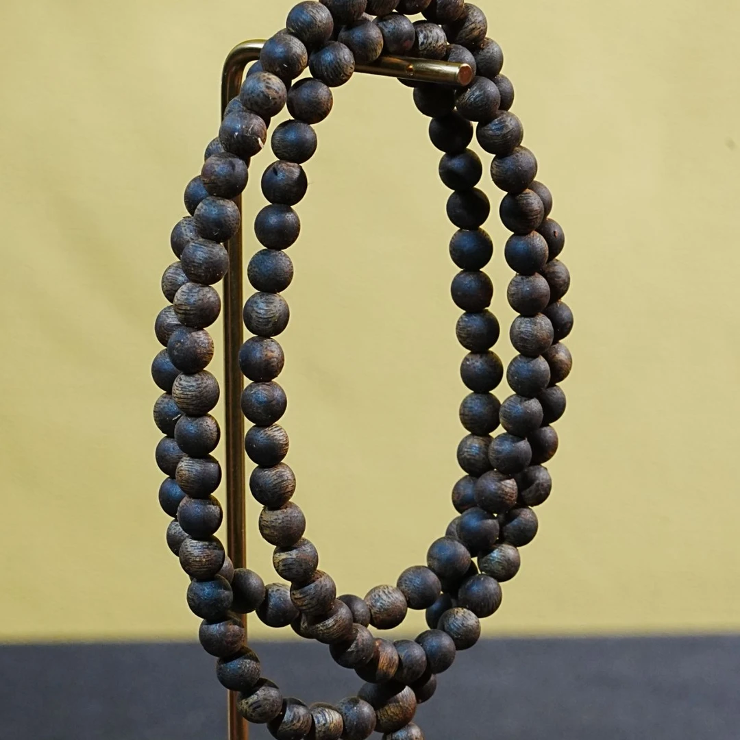 【收藏级】菲律宾莱特黑油软丝沉香念珠0.6cm 16.8g 250918007 B