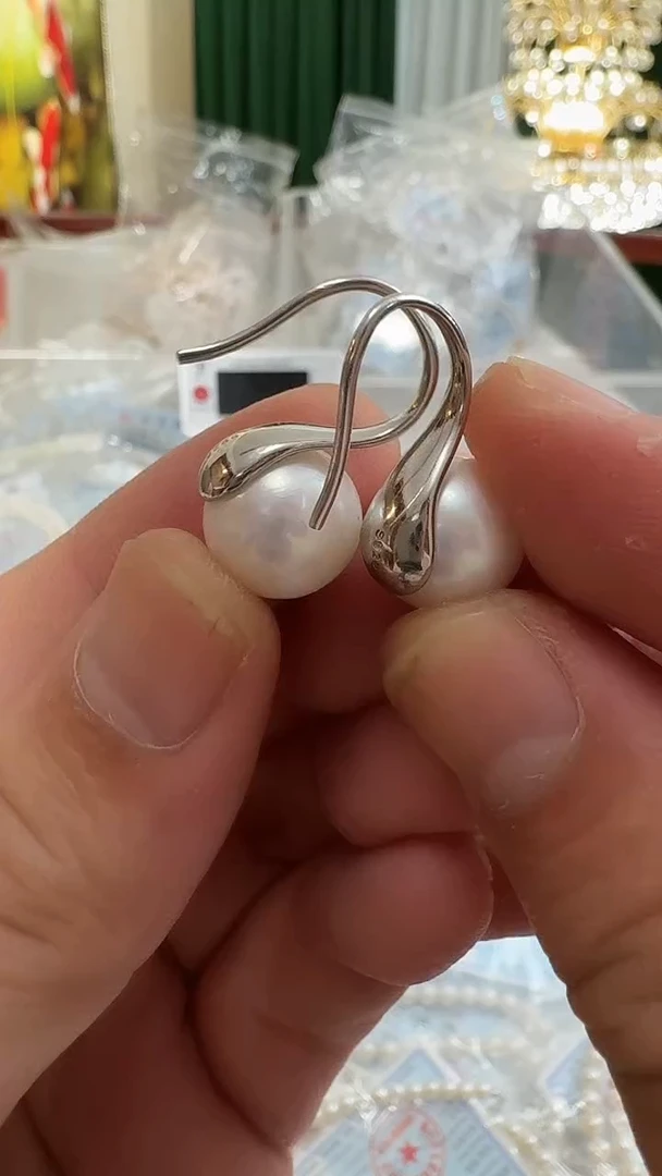 银S925镶嵌耳饰淡水珍珠高跟鞋12-13