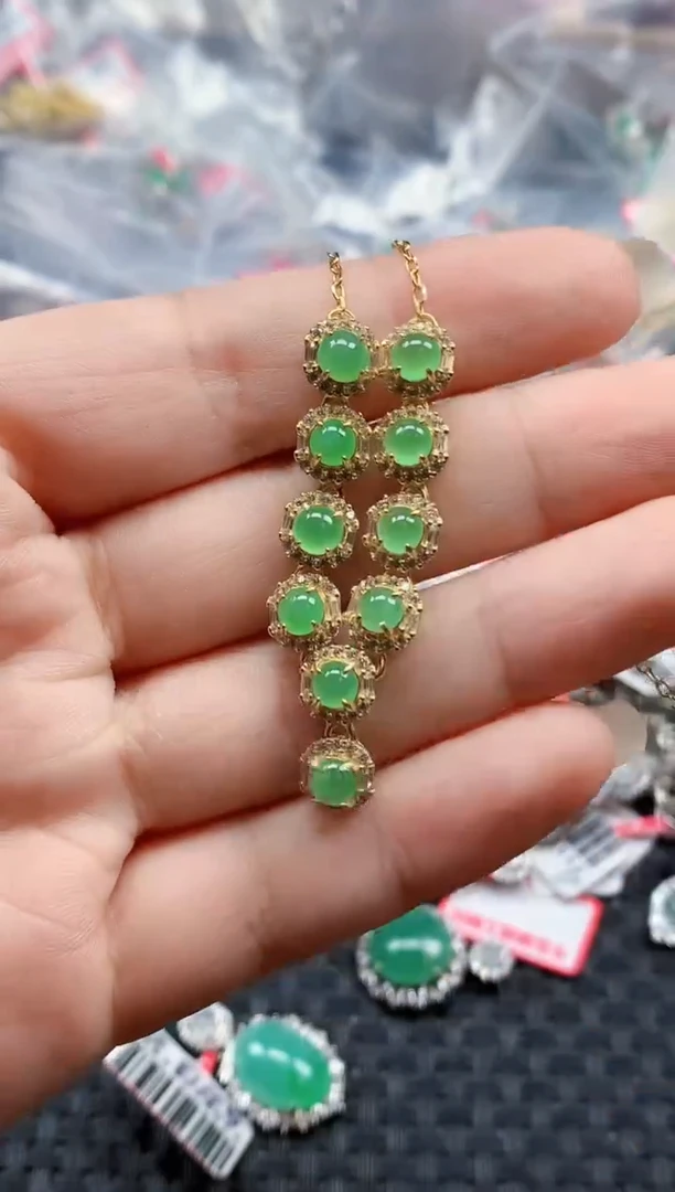 银S925镶嵌戒指翡翠天然A货缅甸翡翠