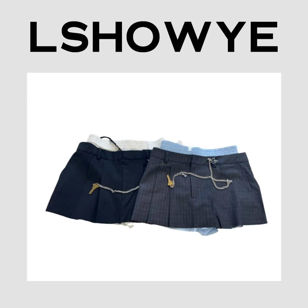 LSHOWYE｜叠搭款链带装饰半身裙 bz0335