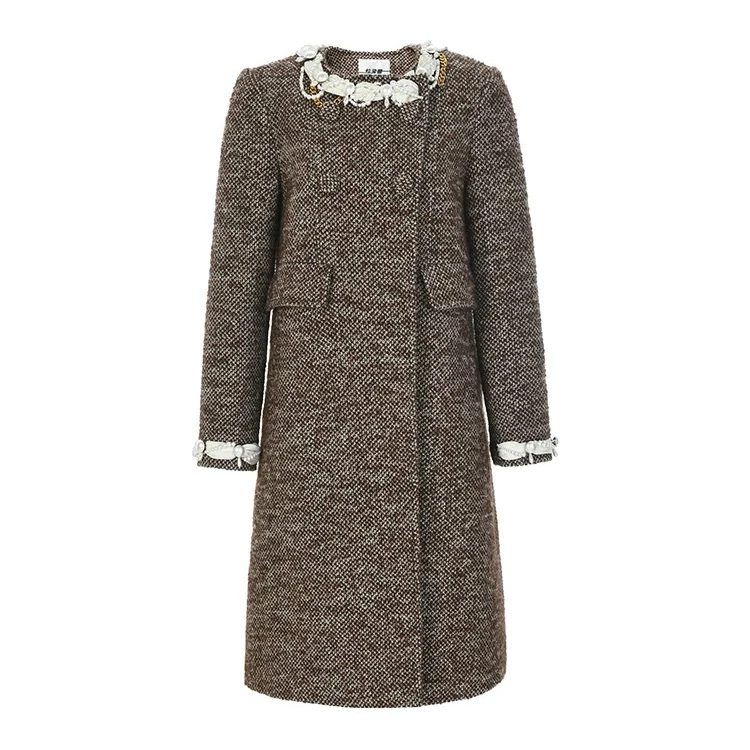 LeFame/拉飞姆LeFame/拉飞姆24冬老钱风咖色大衣气质LF24D41SY130