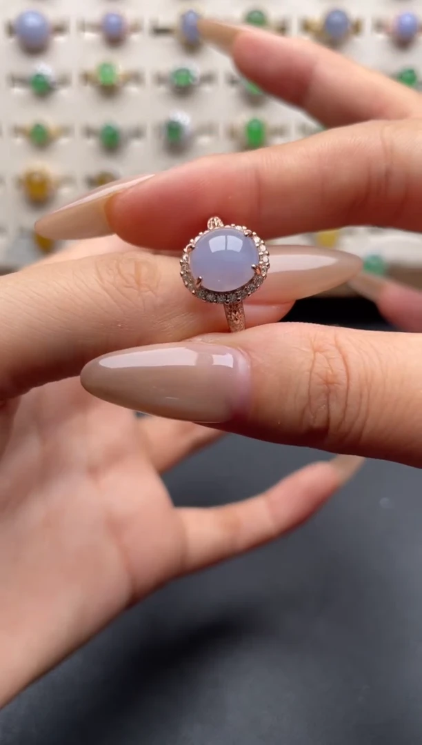 银S925镶嵌戒指翡翠一物一证一礼盒