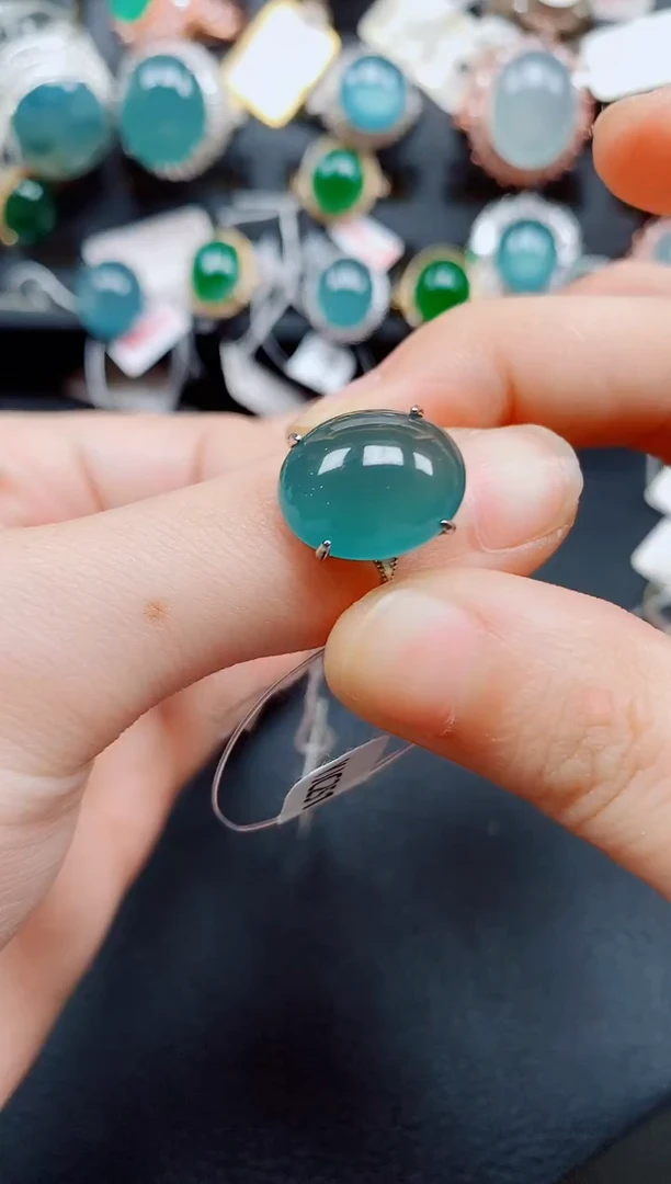 银S925镶嵌戒指翡翠翡翠