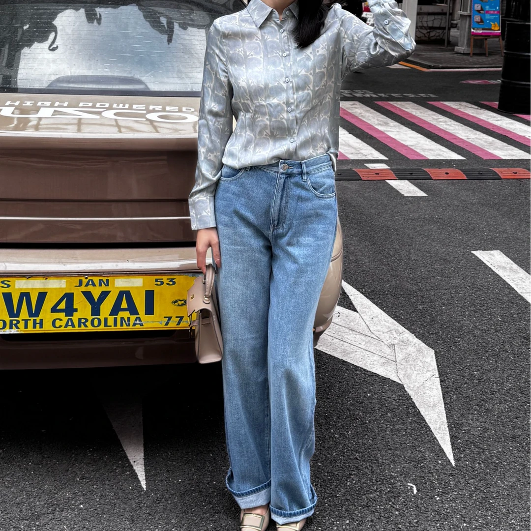 【靛蓝牛仔裤】2025年新款直筒腿精高腰显瘦加长时尚拖地牛仔裤