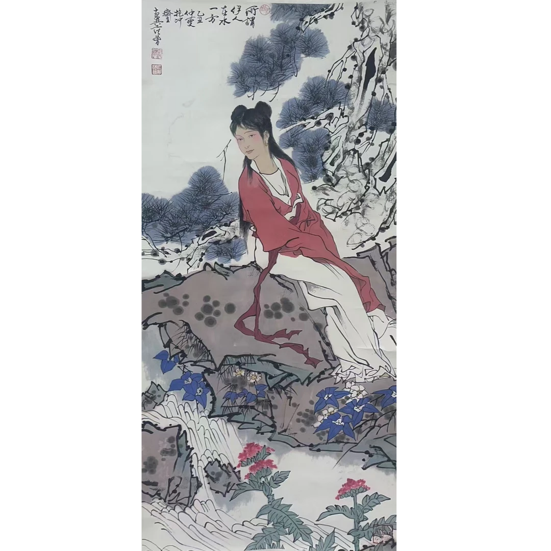 范曾 款人物绘画立轴136×67 8.2平尺