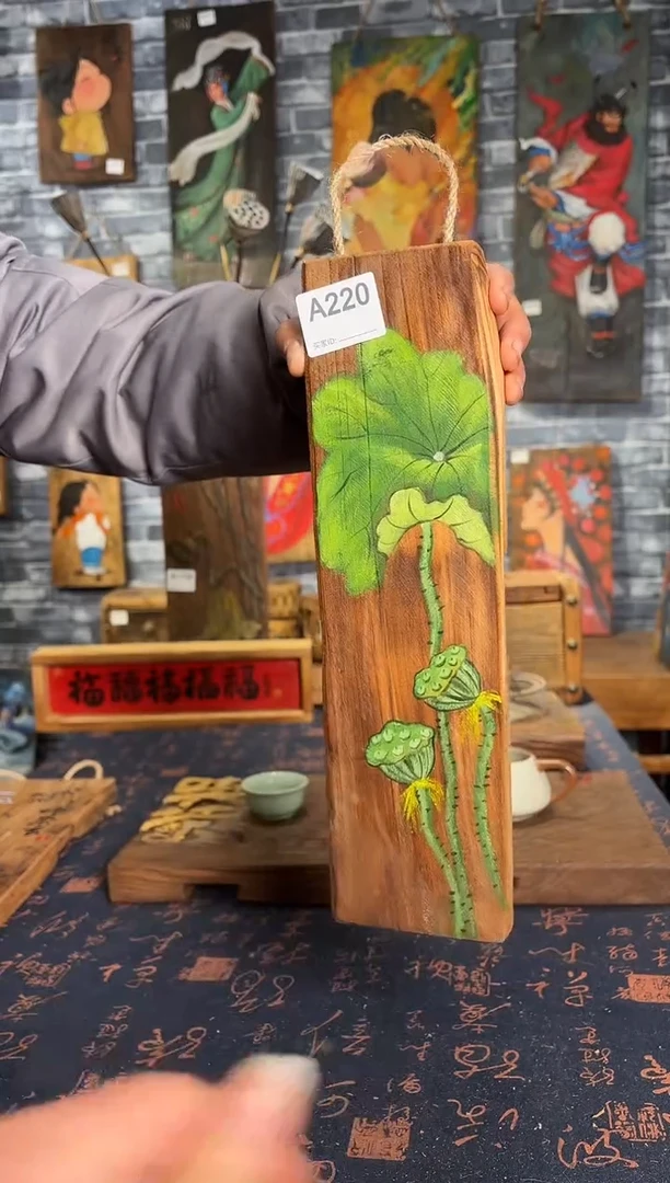 风化老门板丙烯画