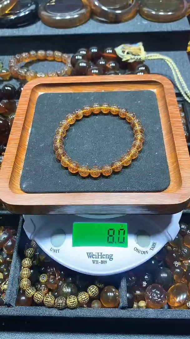 琥珀颈饰未镶嵌天然缅甸琥珀手串8+