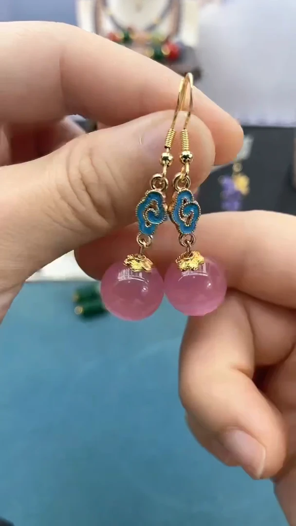 碧玺猫眼耳饰银S925镶嵌14mm猫眼福利