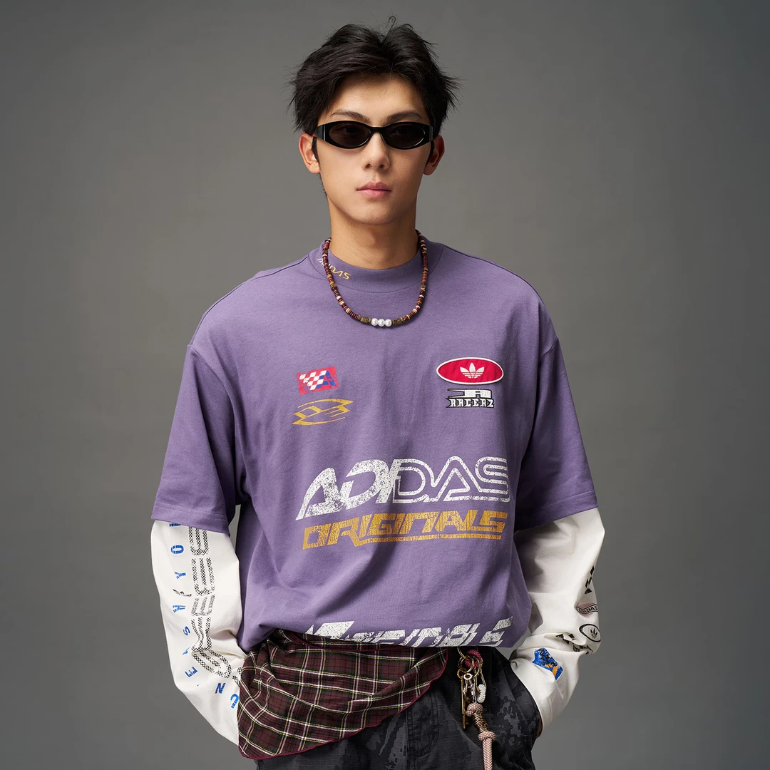 adidas/阿迪达斯MOTO SHORTSLEEVE赛车风运动宽松短袖T恤KH1196