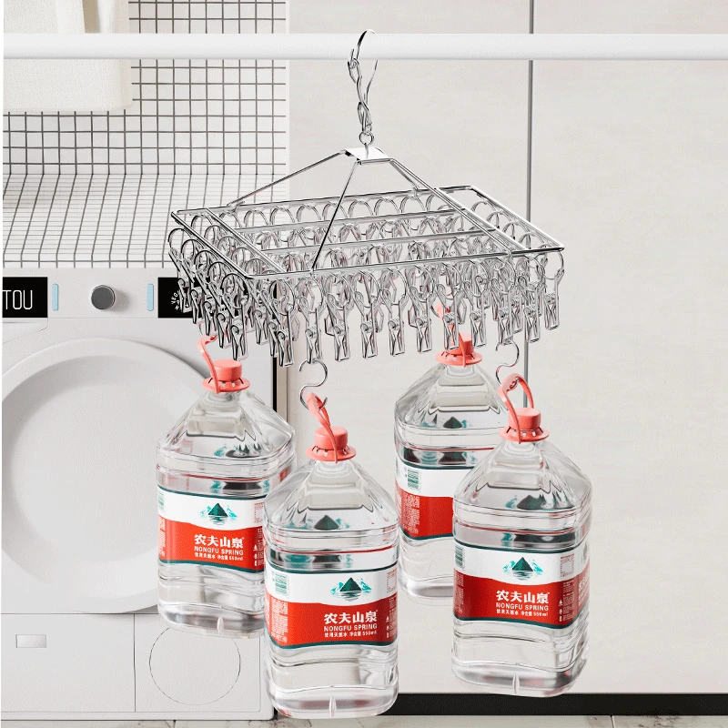 衣架加粗不锈钢夹子晾衣架晒袜子神器凉衣防风挂钩多功能家用袜架