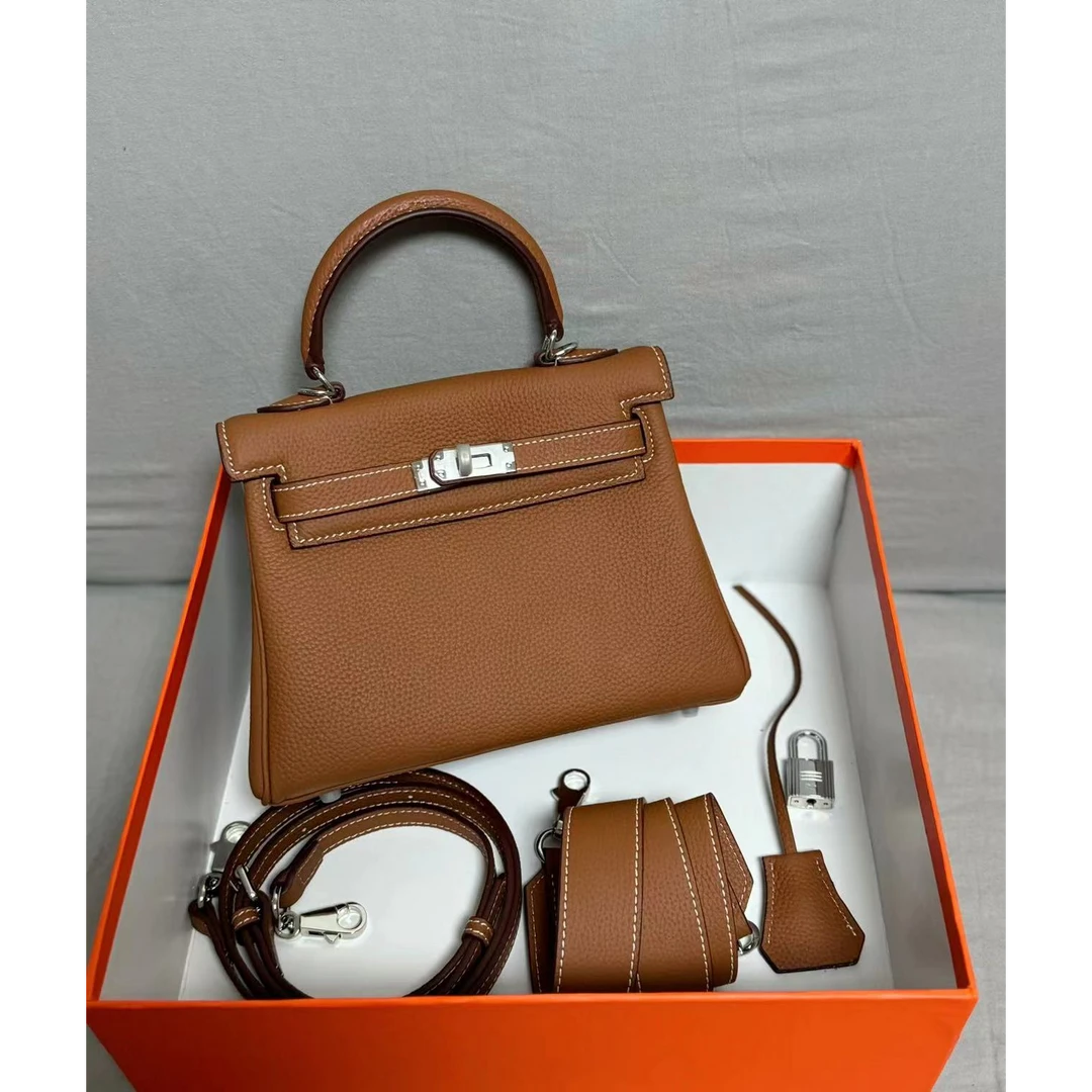 【Rain.Cun】XKY-6915-棕色 然与纯小众设计斜跨女包 22*10*18