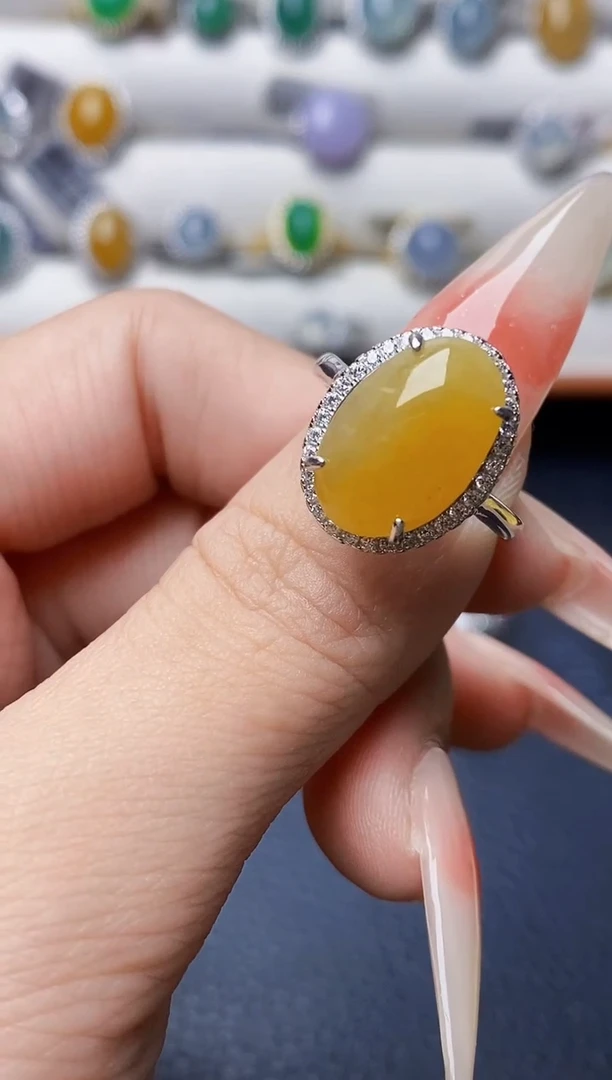 银S925镶嵌戒指翡翠3764