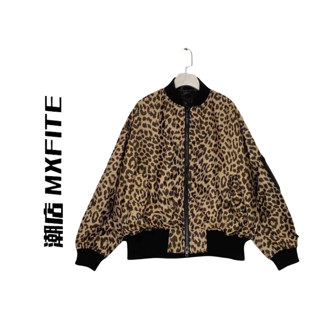 MXFITE潮店春季新款时尚个性豹纹长袖潮酷羽绒服外套（TM88066）