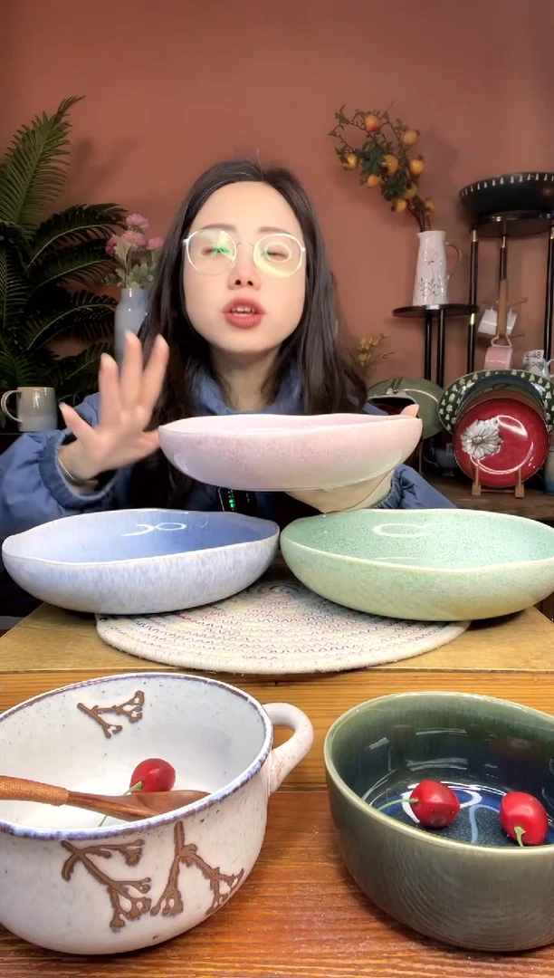 陶瓷8.6英寸云梦系列深盘 3件 微瑕疵