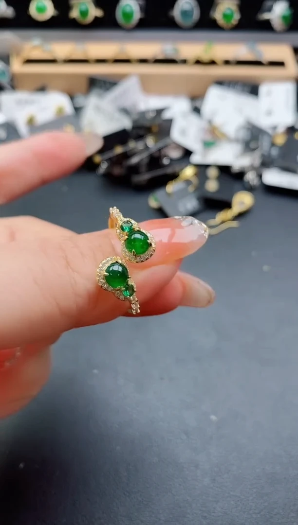 银S925镶嵌戒指翡翠1
