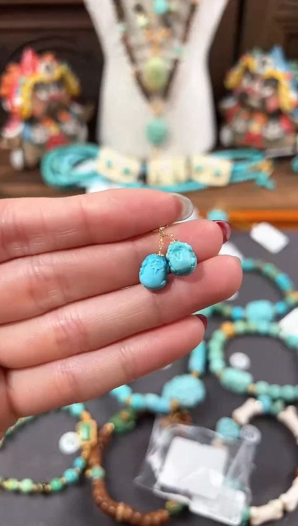 【闪购商品】绿松石提溜18K金镶嵌绿松石提溜