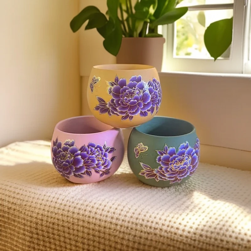 牡丹杯三色家用喝茶器具1345