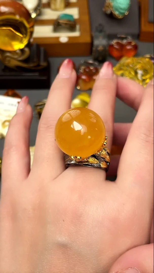 琥珀吊坠(不含链)未镶嵌特色蜜蜡戒指