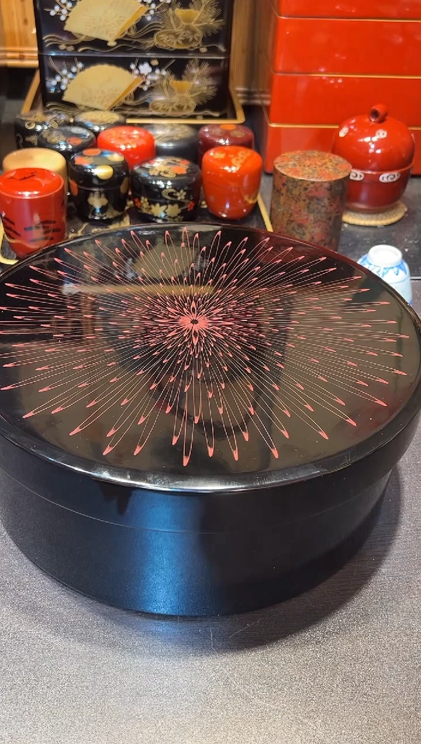 青毛雕 茶仓 大漆漆器大漆漆器
